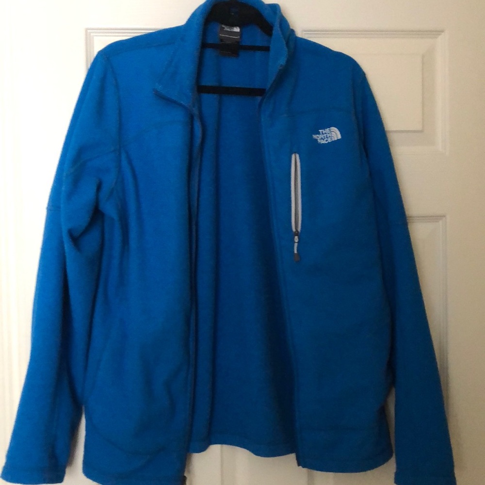 Blue north face sweater zip up
